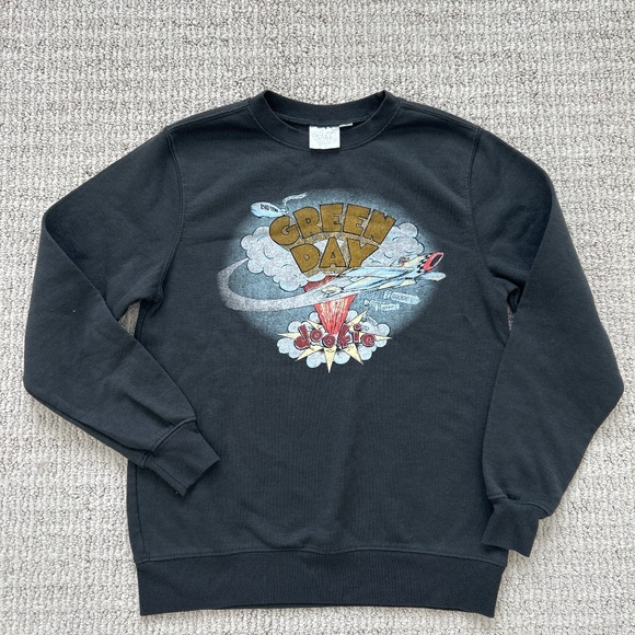 Green Day Dookie Album Logo Official Long Sleeve Crewneck Sweatshirt Black XS - Picture 1 of 4